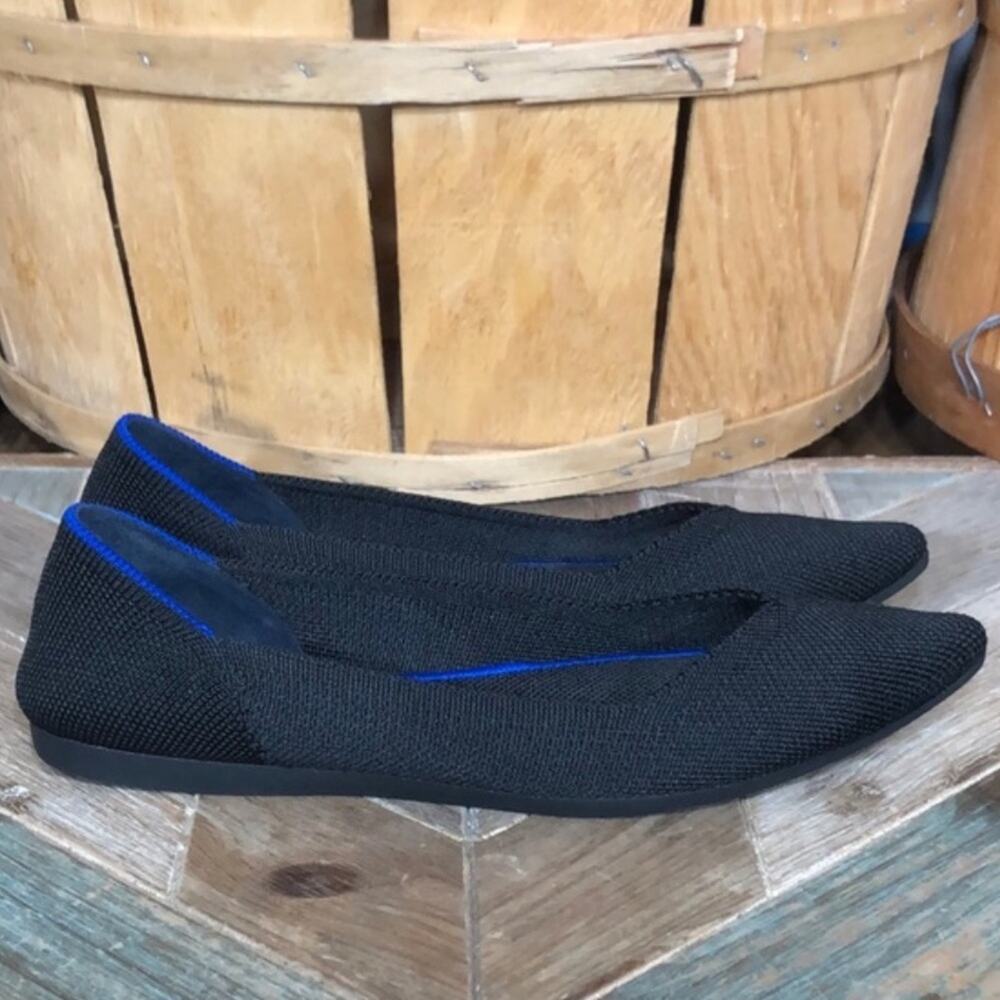 Rothy’s The Point Black Pointed Toe Synthetic Sli… - image 1